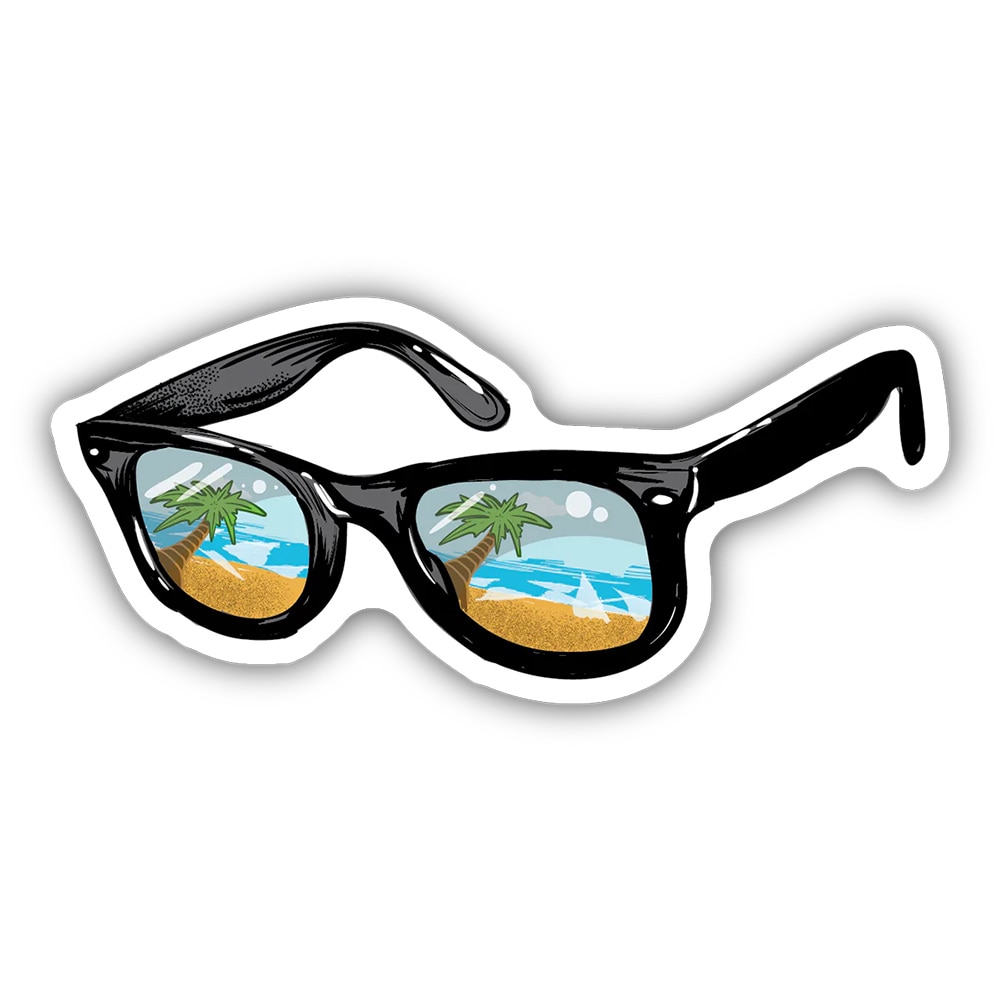 Stickers Northwest, 3", Sunglasses with Palm Trees, Sticker